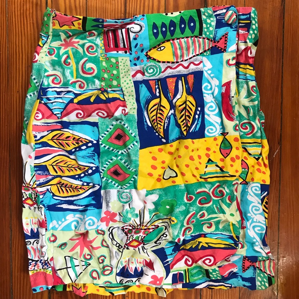 Vintage Gantos Tropical Print Wrap Skirt, Size 6